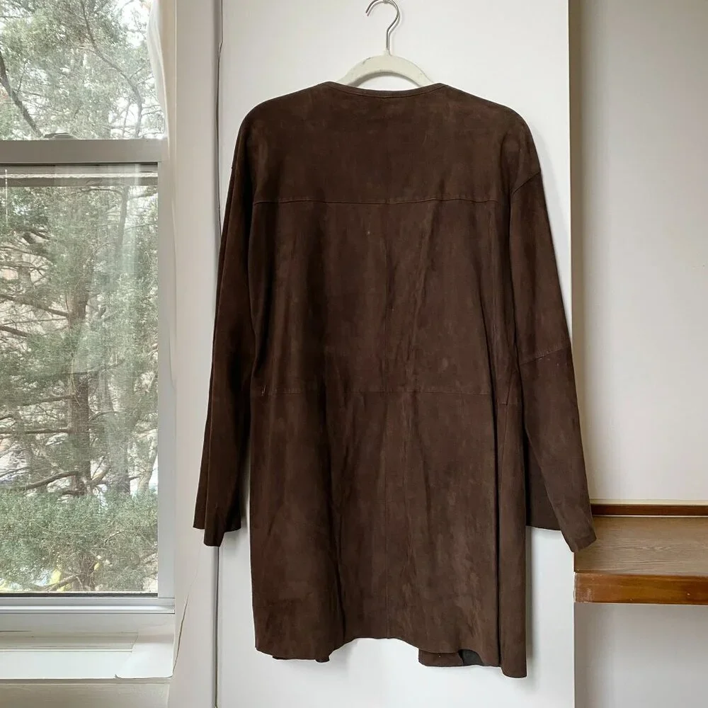 Vintage Uterque Long Suede Jacket Brown